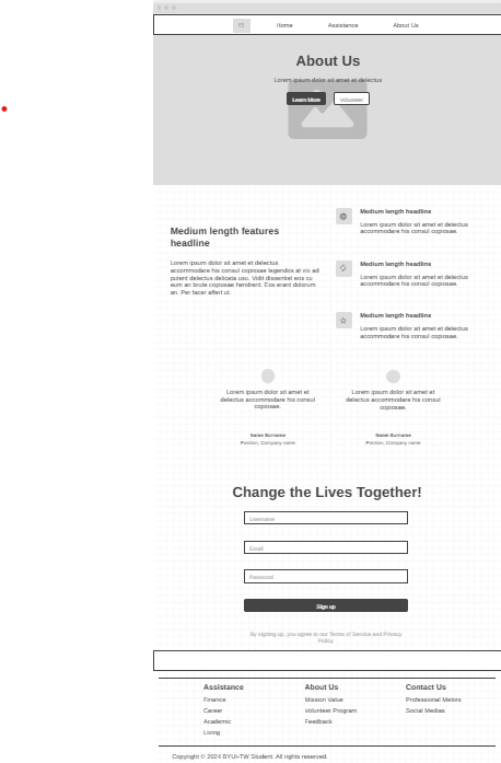 about us wireframe