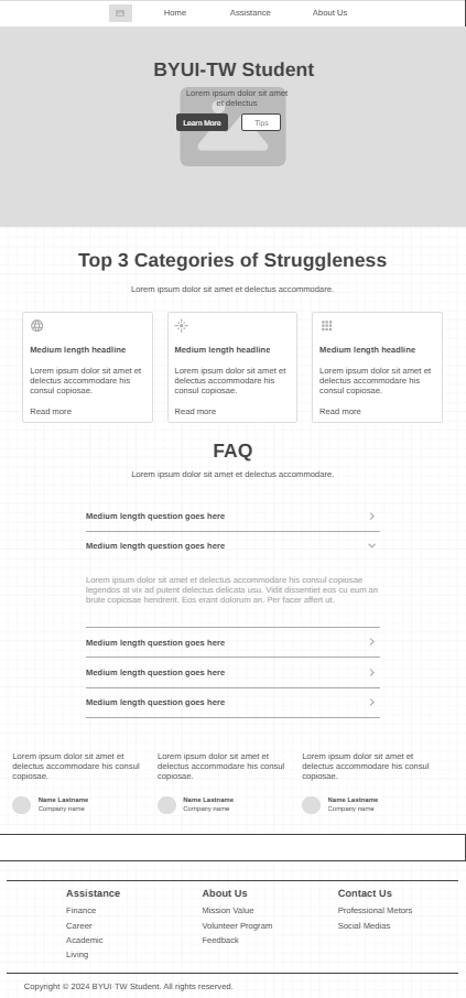 home page wireframe