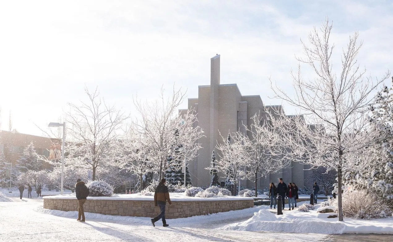 BYU students walking in campus